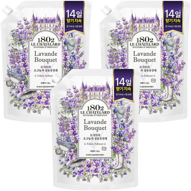 르샤트라1802 섬유유연제 라벤더 리필, 1.6L, 3개