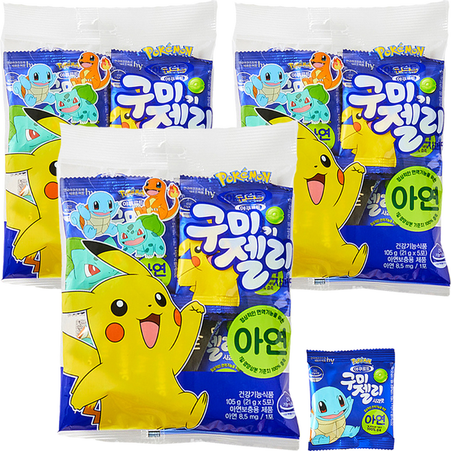 에치와이 브이푸드 구미젤리 사과맛 5p, 105g, 3개