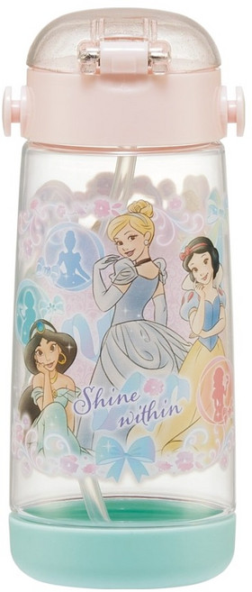 Skater PET 吸管水壺 180 x 78 x 73mm, 公主大集合 透明色, 480ml, 1個