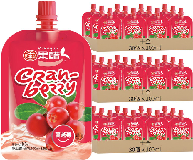 十全 蔓越莓醋飲料, 90個, 100ml