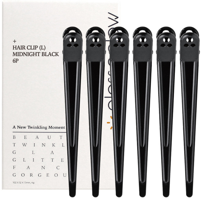 글로스앤글로우 국내생산 자국없는 집게핀 대, 미드나잇 블랙, 6개