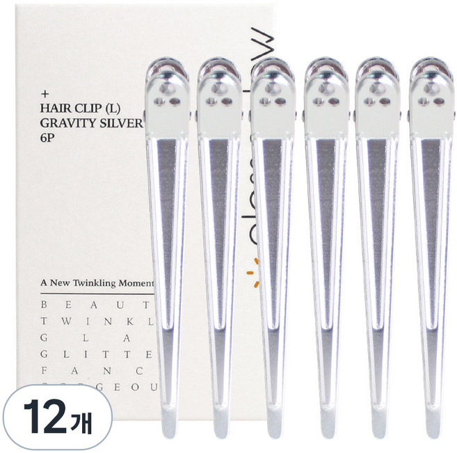 gloss&glow 韓國製造 無痕大號鯊魚夾, 重力銀, 12個