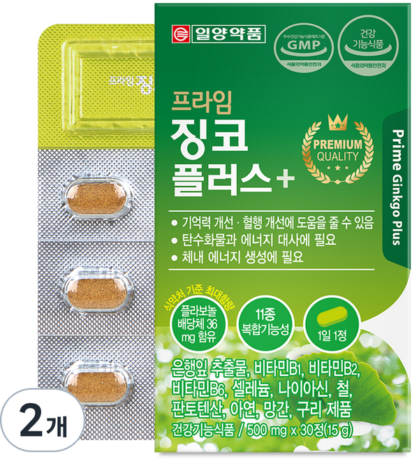 일양약품 프라임 징코 플러스 15g, 30정, 2개