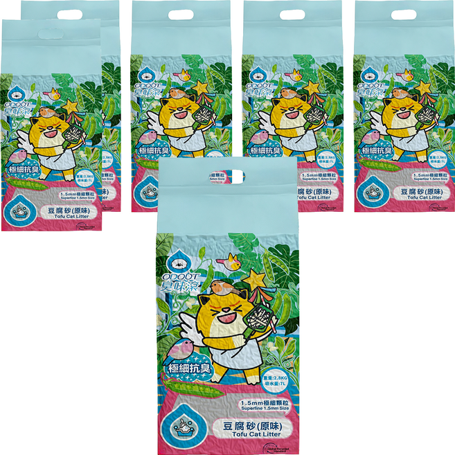 臭味滾 ODOUT 極細顆粒抗臭豆腐貓砂 1.5mm, 2.8kg, 6包, 原味