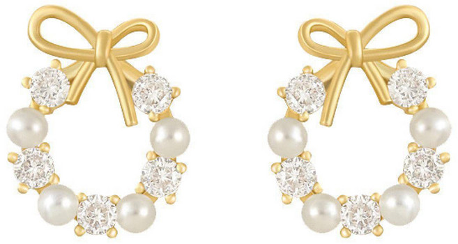 ROCiO 頂級CZ鑽淡水珍珠鍍14K金 + 品牌禮盒 無耳洞耳夾式耳環 50g