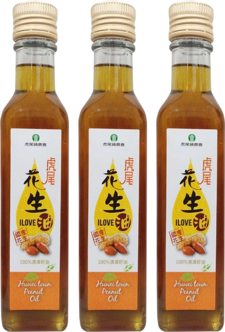 虎尾鎮農會 虎尾花生油100%, 560ml, 3瓶