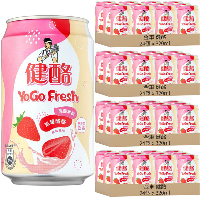 金車 健酪 乳酸飲料 草莓酪酪, 96個, 320ml