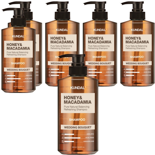 쿤달 허니 앤드 마카다미아 네이처 샴푸 웨딩부케향, 500ml, 6개