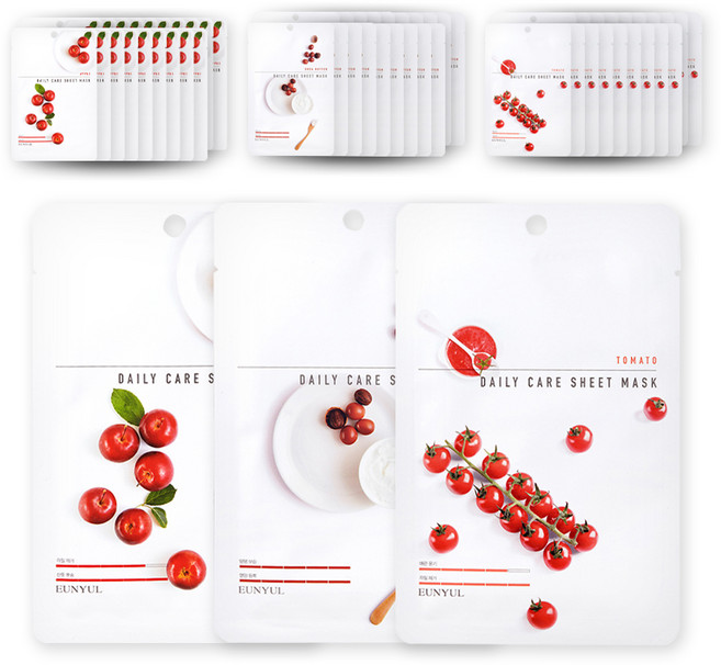 은율 데일리케어 시트 마스크팩 영양공급 사과 10p + 시어버터 10p + 토마토 10p, 30개입, 2개