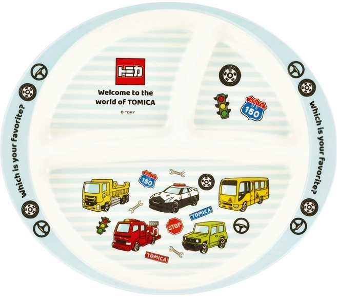 Skater 竹纖維美耐皿分隔餐盤 3格 430ml, TOMICA 白色, 餐盤, 1個
