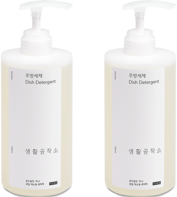 생활공작소 주방세제 쌀뜨물향, 750ml, 2개