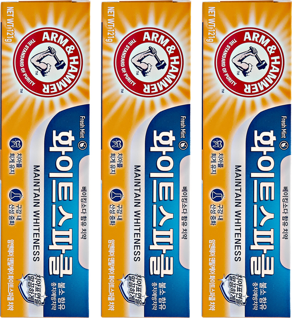 암앤해머 덴탈케어 화이트 스파클 치약, 121g, 3개