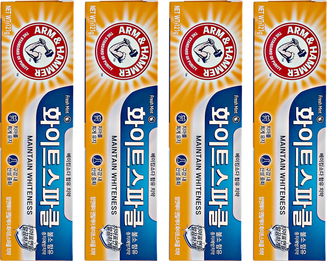 암앤해머 화이트 스파클 치약, 121g, 4개