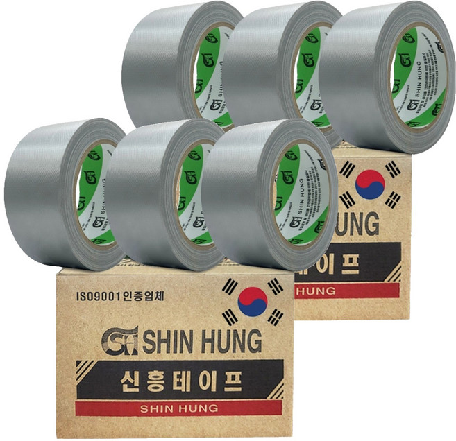 신흥 국산 대용량 라바 청면테이프 48mm X 25M 은색, 6개