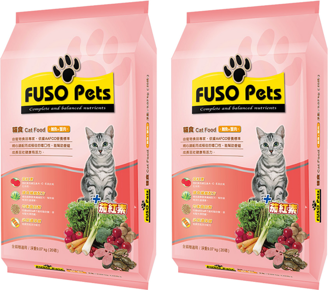 福壽實業 FUSO Pets 貓食, 鮪魚 + 蟹肉, 9.07kg, 2袋