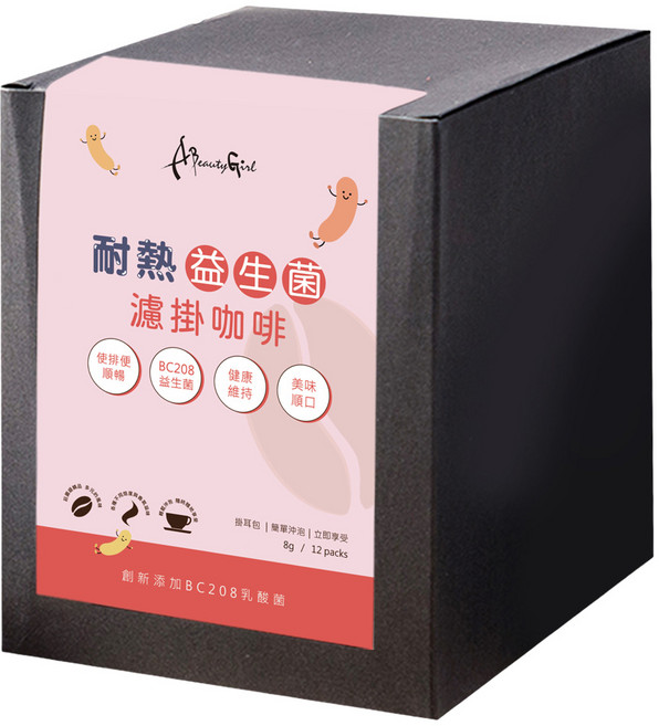 A Beauty Girl 曼巴香滑益生菌濾掛咖啡, 8g, 12包, 1盒