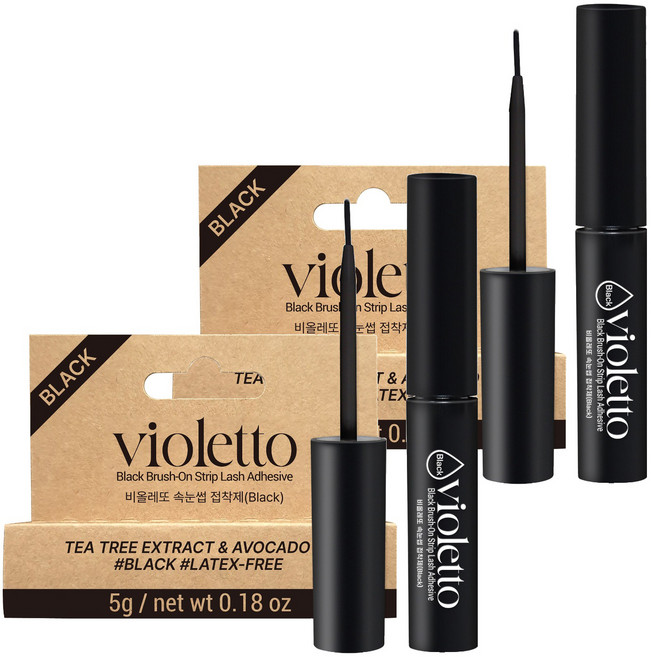 비올레또 티트리 아보카도 속눈썹 접착제 5g, 2개, 블랙