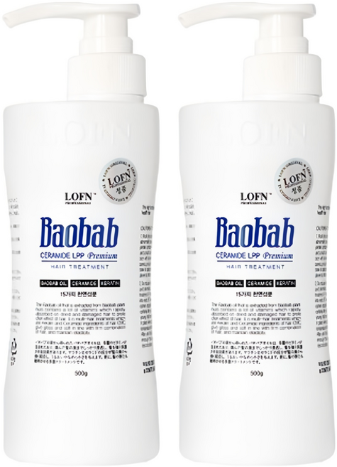 로픈 바오밥 세라마이드 엘피피 프리미엄 헤어 트리트먼트, 500g, 2개