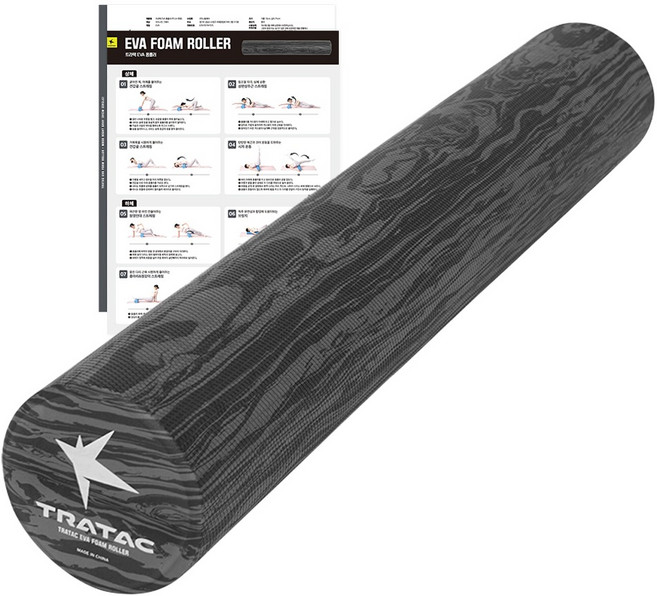 트라택 EVA 폼롤러 원형 + 운동법 매뉴얼 + 포스터, 무드나잇그레이, 1개