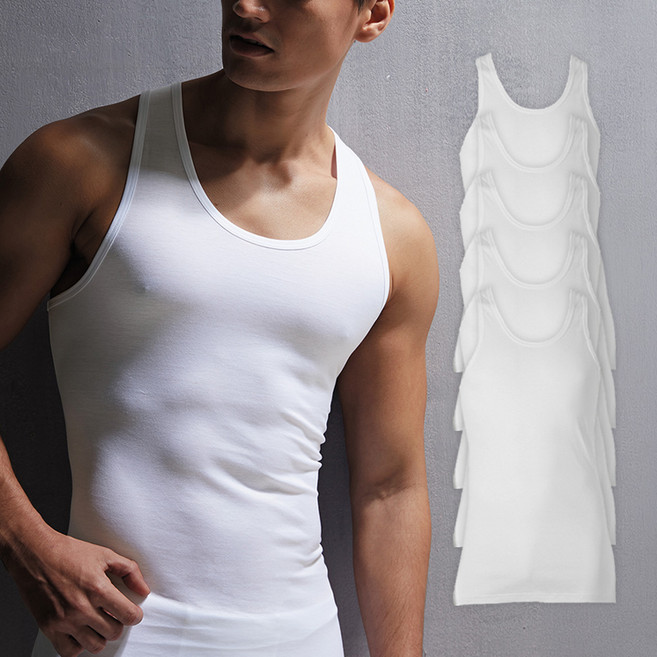 베이스알파에센셜 남성용 순면 런닝 5매