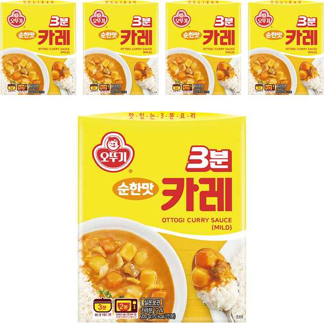 오뚜기3분 카레 순한맛, 200g, 5개