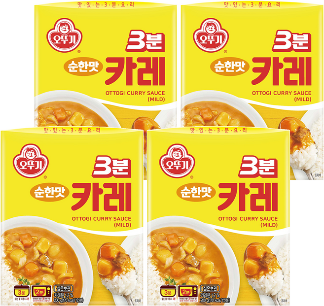 오뚜기 3분카레 순한맛, 200g, 4개