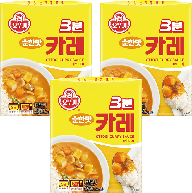 오뚜기 3분카레 순한맛, 200g, 3개