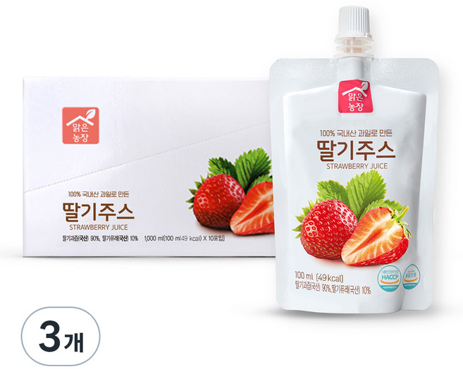 맑은농장 딸기주스, 100ml, 30개