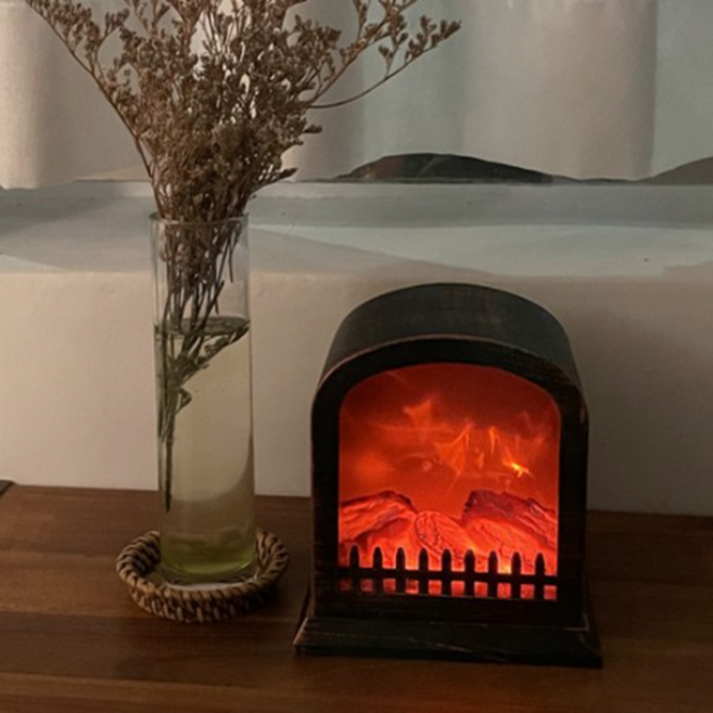 Lena Energy 喬遷禮物 露營 火焰氛圍 LED 壁爐氣氛燈 A01 火爐型, 混合色