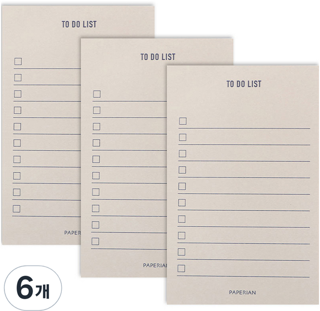 페이퍼리안 메이크어메모 메모패드, 투두리스트, 80매, 6개