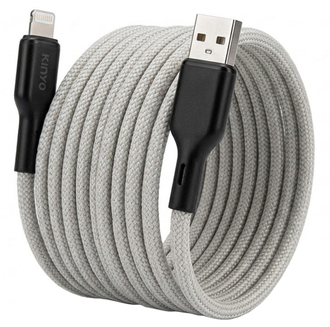 Kinyo USB-A-8 PIN磁吸秒收充電傳輸線 USB-A916, 2m, 1個, 灰色