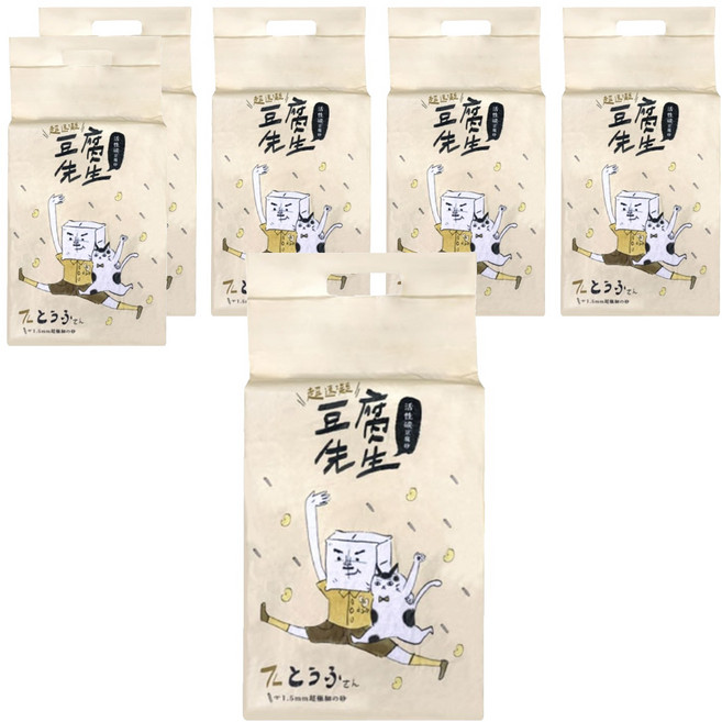 豆腐先生 1.5mm超細活性碳豆腐砂, 7L, 6包, 無香