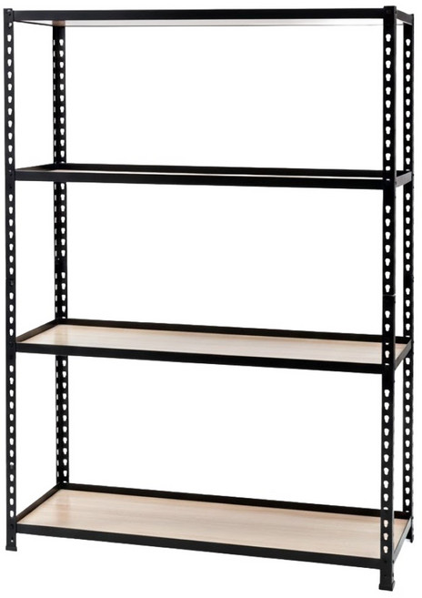 AMOS 亞摩斯 四層免螺絲角鋼木板貨架 WTA026BK 121 x 46 x 169cm, 黑色, 4層