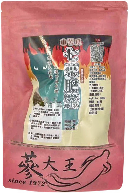 蔘大王 山苦瓜七葉膽茶包, 6g, 10包, 1袋