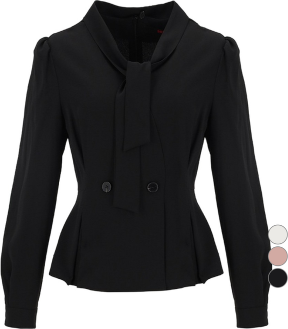 숲 여성용 타이 페플럼 블라우스 SA9LS36