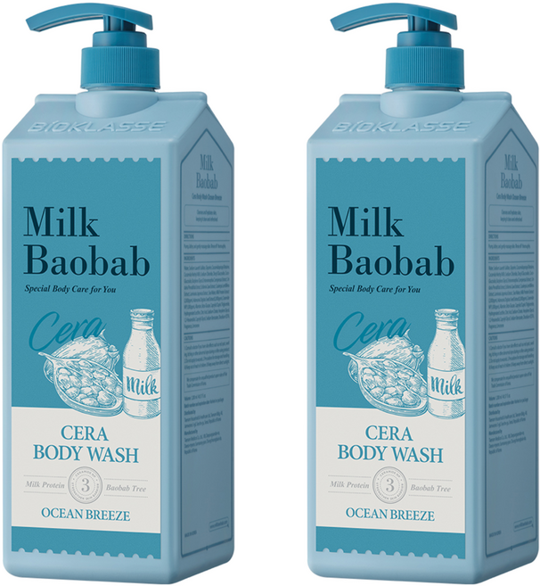 밀크바오밥 세라 바디워시 오션브리즈, 1.2L, 2개
