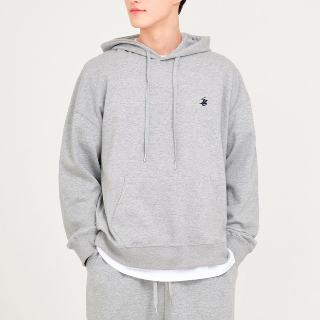 BEVERLY HILLS POLO CLUB 比佛利保羅 男女通用日常寬鬆版刺繡logo長袖連帽T恤 CPG8T00