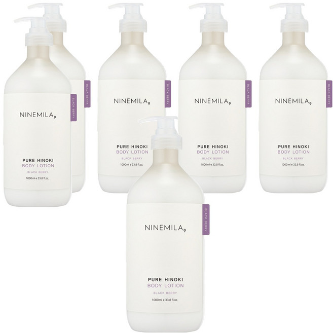나인밀라 퓨어 히노끼 바디로션 블랙베리향, 1L, 6개