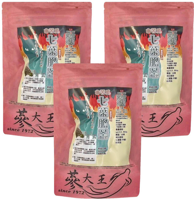 蔘大王 山苦瓜七葉膽茶包, 6g, 10包, 3袋