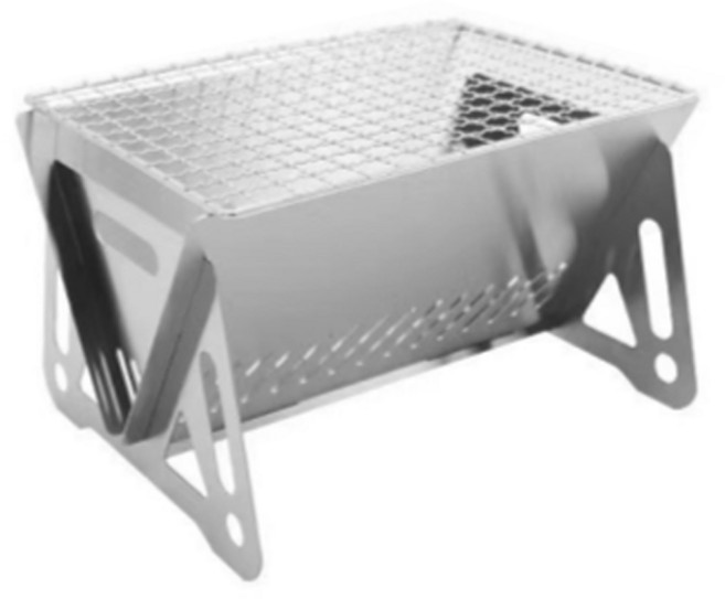 나홈 초경량 아웃도어 직사각 접이식 캠핑 화로대 실버, 중형(27 x 15 x 13 cm), 1개