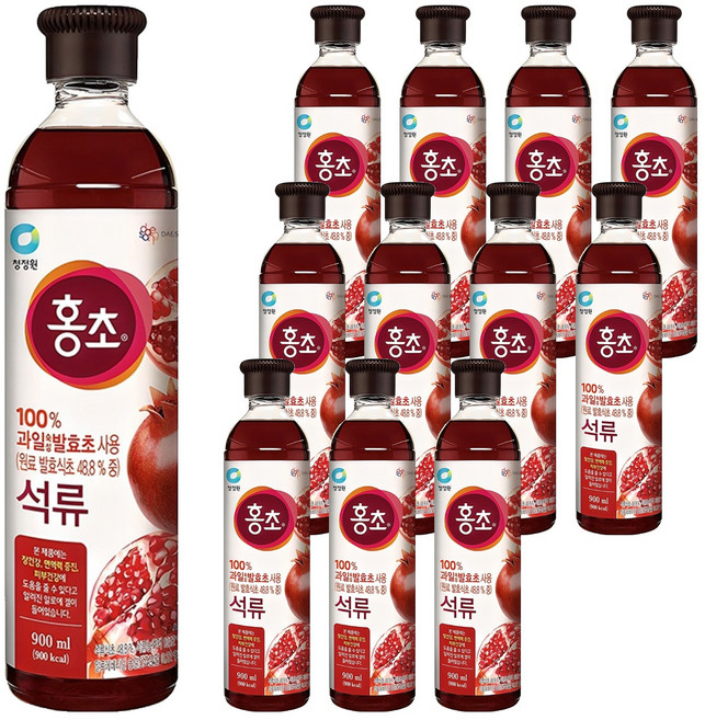 홍초 음용식초 석류, 900ml, 12개