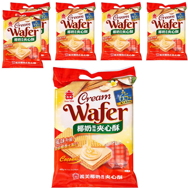 義美 夾心酥 經濟包 椰奶, 400g, 6袋