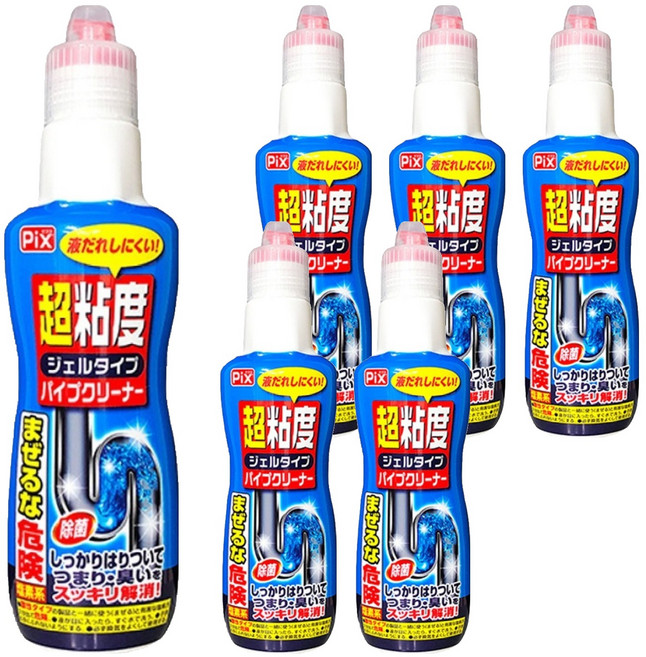 Lion Chemical 獅子化學 Pix 超黏度濃縮水管清潔凝膠, 400g, 6瓶