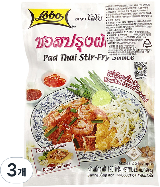 LOBO 팟타이 스터 프라이소스, 3개, 120g