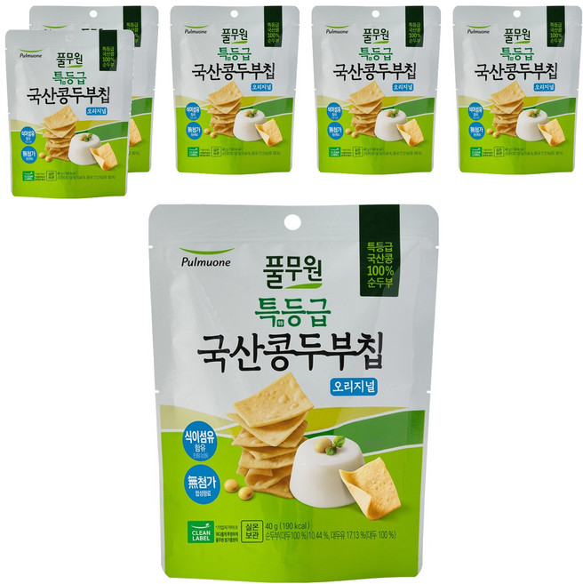 Pulmuone 圃美多 特級黃豆豆腐脆片 原味, 40g, 6個