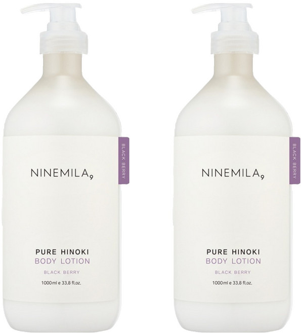 나인밀라 퓨어 히노끼 바디로션 블랙베리향, 1L, 2개