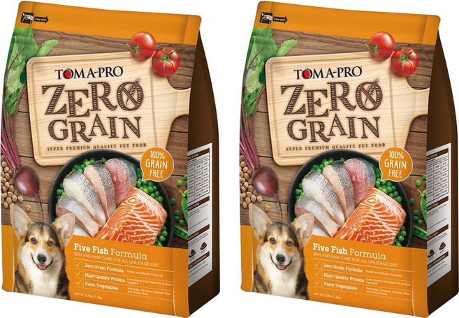 TOMA-PRO 優格 全齡犬 零穀 乾飼料, 2.5kg, 2袋, 5種魚