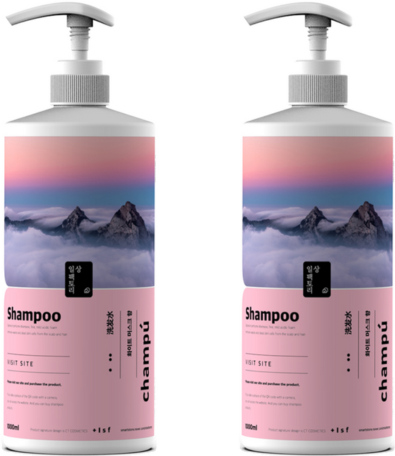 일상팩토리 약산성 네이쳐 샴푸 화이트머스크향, 1L, 2개