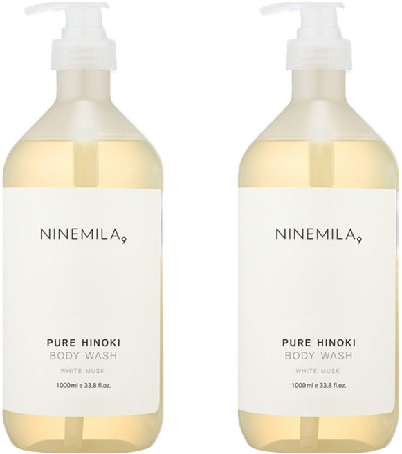 나인밀라 퓨어 히노끼 바디워시 화이트 머스크향, 1L, 2개