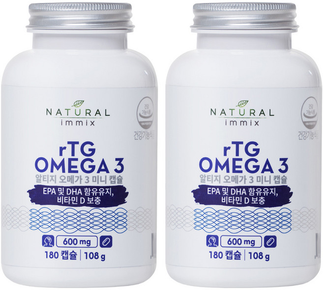 내추럴이믹스 알티지 오메가3 미니캡슐 108g, 180정, 2개
